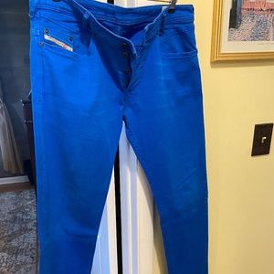 Vintage Diesel Bright Blue Regular Slim Tapered Stretch Jeans US 34